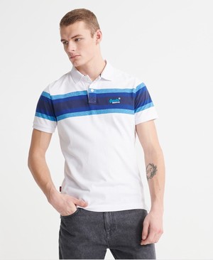 Superdry Organic Cotton Malibu Stripe Férfi Póló Fehér/Csíkok | VJPCB3412